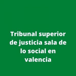 Tribunal superior de justicia sala de lo social en valencia